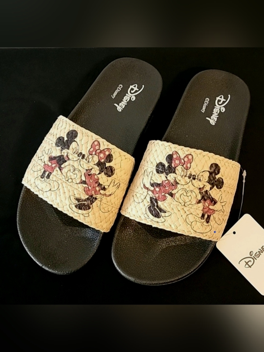 NWT! Disney Mickey & Minnie Mouse Beach Vacation Slides Size 8 Women summer 🌴☀️
